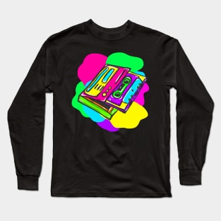 Retro neon early hippy VHS cassettes 80s 90s Long Sleeve T-Shirt